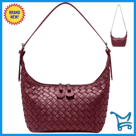 Leather Hobo Bag Adjustable Crossbody Shoulder Strap Top Zip Closure
